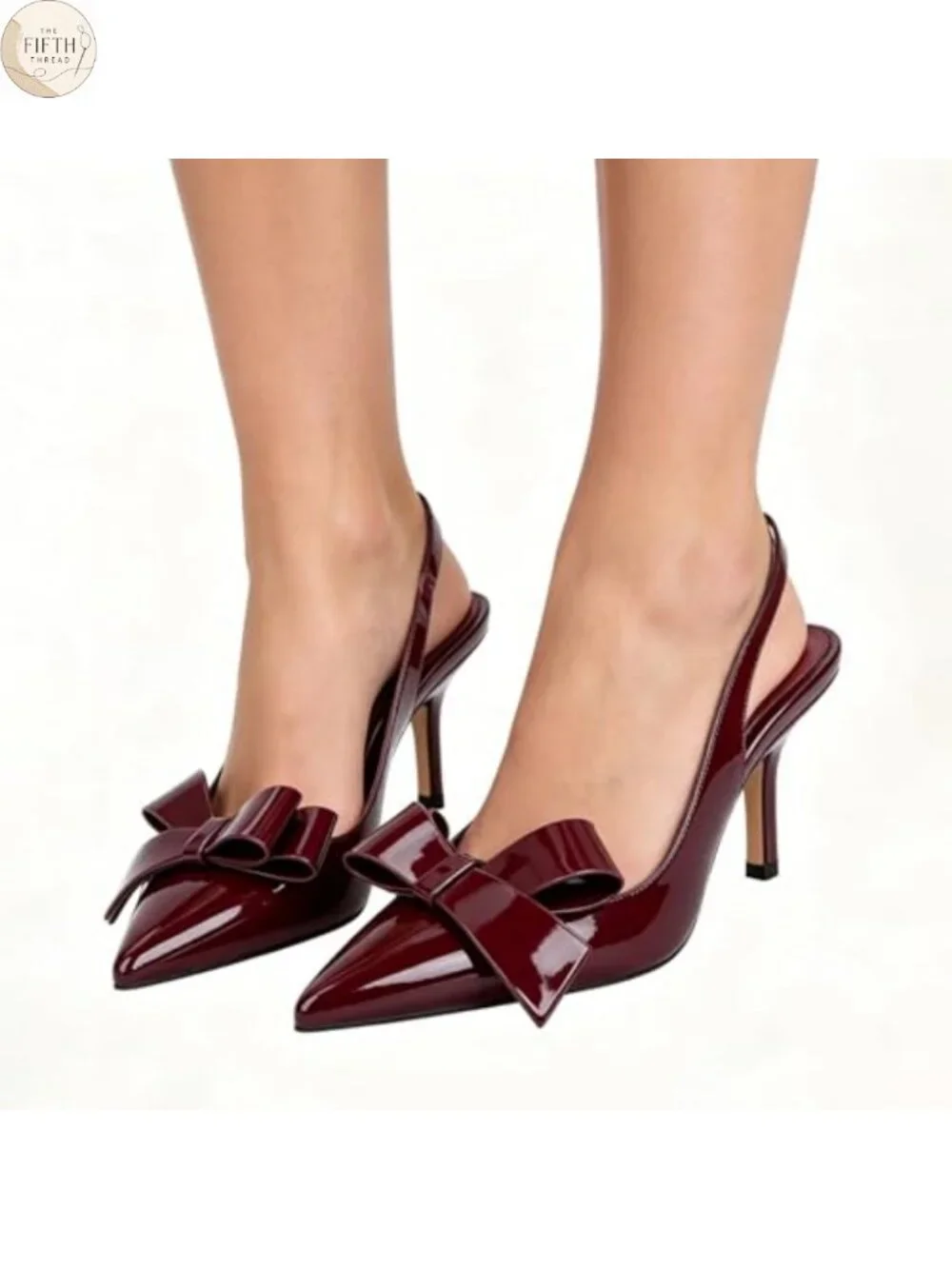 Kitten Heels Slingback Pointed Toe Patent Leather Pumps